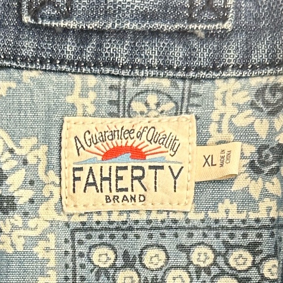 FAHERTY Denim Chore Jacket Pockets Utility Lagenlook Size XL - Picture 6 of 9